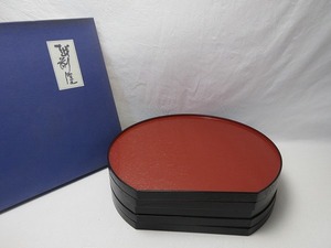 507706 [ almost unused . stone tool Echizen paint wooden lacquer ware both sides half month serving tray 5 sheets set . seat serving tray paper box ] inspection ) tea utensils . tea utensils . seat tea ... tray Japanese-style tableware tea . stone ⅲ