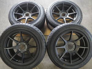 ★軽量★195/50R15 7J+30 4H100 新品 人気 逆ゾリ ハイグリップ TOYO R1R 1台分 ヤリス FIT SWIFT サクシード プロボックス カスタム BK