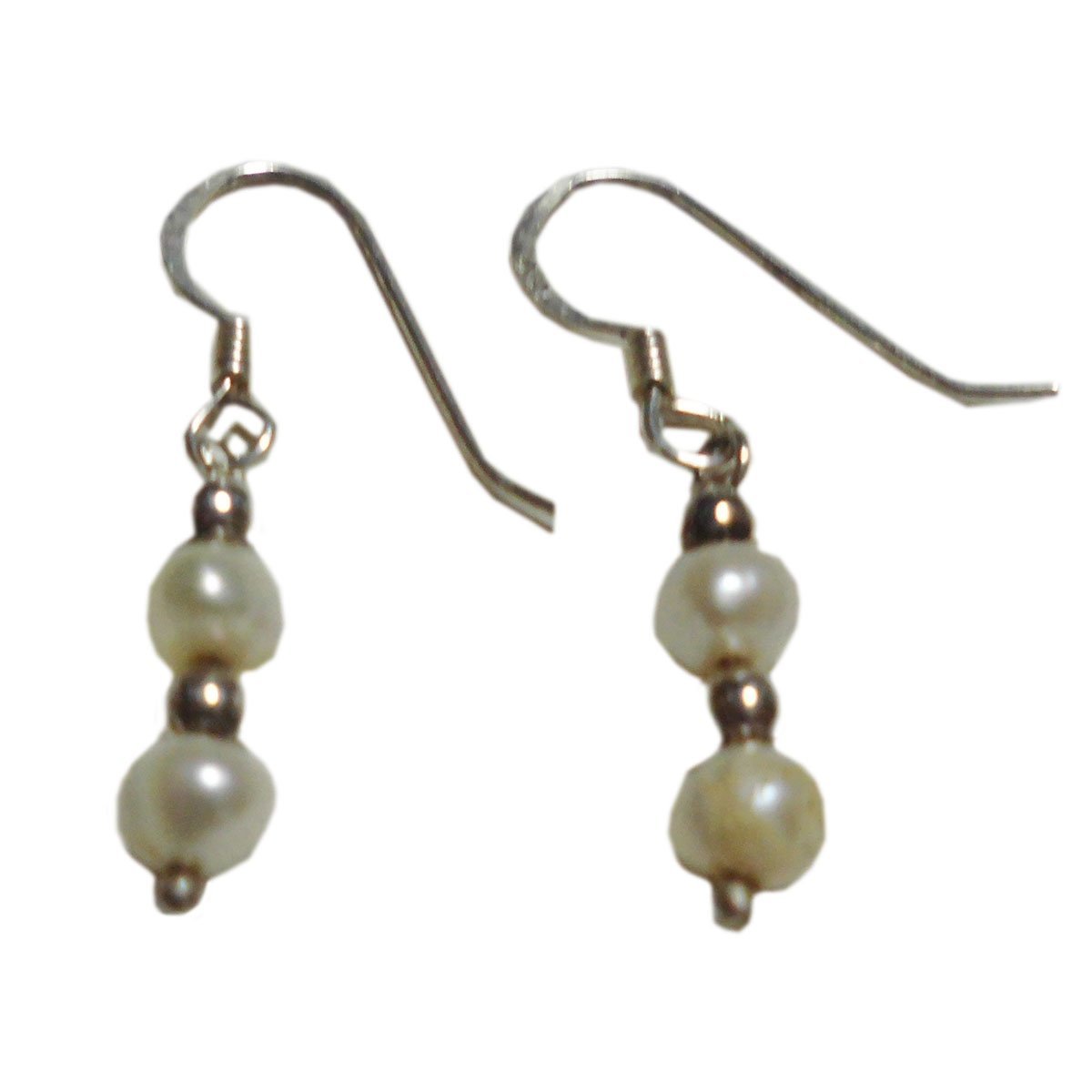 ■☆Handmade accessories Silver earrings with freshwater pearls (HDP-7), Earrings, pearl, Freshwater pearls