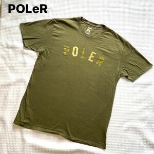 【POLeR】ポーラー 綿100% 半袖 Tシャツ[L] フォレストグリーン/アウトドア/キャンプ