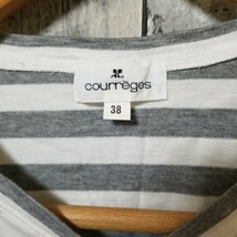 courreges　クレージュ　半袖　Tシャツ　カットソー　サイズ38　ボーダー　ロゴ　ラインストーン　レディース_画像5