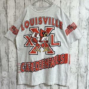 90's ルイビル カーディナルス CARDINALS ビンテージTシャツ 両面プリント カレッジロゴ XL グレー 90年代 ヴィンテージ HTK1595