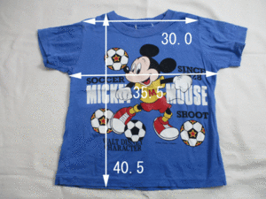 BE908【Disney・ミッキィーマウス】プリント　半袖　Tシャツ　男児　青　120?