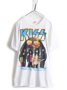 90s USA製 ★ キッス ツアー 両面 プリント Tシャツ ( メンズ XL ) 90年代 KISS 当時物 オフィシャル バンド イラスト シングルステッチ 白