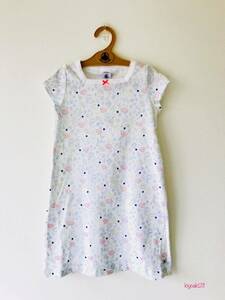 新品*プチバトー 花柄 半袖ネグリジェ 4ans 100 4a ナイトドレス 人気パジャマ PETIT BATEAU フランス ワンピース 白 4歳 4才