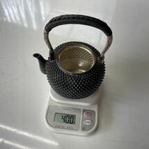 80サイズ発送　純銀 霰打 煎茶 湯沸 銀瓶 重量400ｇ_画像1