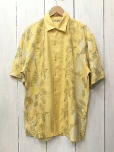 Tommy Bahama トミーバハマ 美品 シルクシャツ アロハシャツ ハワイアン シルク半袖シャツ 薄い黄色 良品綺麗