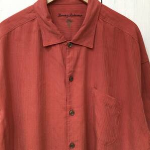 Tommy Bahama トミーバハマ シルクシャツ アロハシャツ 単色シルク 半袖シャツ メンズX XL大きめ 良品汚れありの画像2