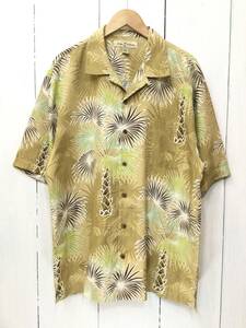 Tommy Bahama トミーバハマ 美品 シルクシャツ アロハシャツ ハワイアン シルク半袖開襟シャツ メンズL ベージュ系 良品綺麗