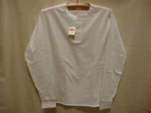 価格\4.730- ヘルスニット【Healthknit】906L ヘンリーネック Tシャツ-長袖☆color【白】size【Ｌ】U.S.A COTTON/正規新品