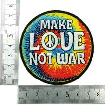 アイロンワッペン MAKE LOVE NOT WAR メッセージ 戦争反対 サイケ デザイン 簡単貼り付け アップリケ 刺繍 裁縫_画像2