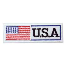 アイロンワッペン USA アメリカ ホワイト エンブレム 国旗 デザイン 簡単貼り付け アップリケ 刺繍 裁縫_画像1