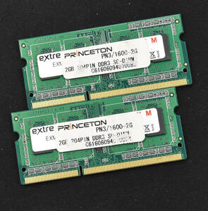 4GB (2GB 2枚組) PC3-12800S DDR3-1600 S.O.DIMM 204pin 1Rx8 ノートPC用メモリ 8chip PRENCETON 2G 4G (管:SA3895