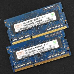 4GB (2GB 2枚組) PC3-10600S DDR3-1333 S.O.DIMM 204pin 1Rx8 ノートPC用メモリ 8chip HYNIX ハイニックス 2G 4G (管:SA3690 x3s