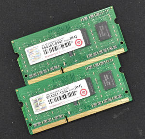 4GB (2GB 2枚組) PC3-10600S DDR3-1333 S.O.DIMM 204pin 1Rx8 ノートPC用メモリ 8chip Transcend トランセンド 2G 4G (管:SA3677