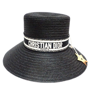 【天白】ディオール ストローハット ロゴ スター 星 ブラック サイズ57 ファッション 服飾小物 帽子 その他