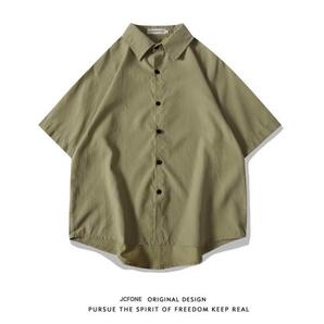 シンプル 半袖 シャツ Mサイズ カーキ ユニセックス 男女兼用 新品