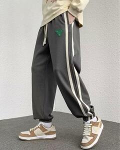  one Point side line sweat jogger pants L dark gray new goods 2