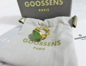 送料無料 定価3.6万 新品 GOOSSENS PARIS Cabochon Square Ring 13 ゴールド グリーン グーセンス パリ リング