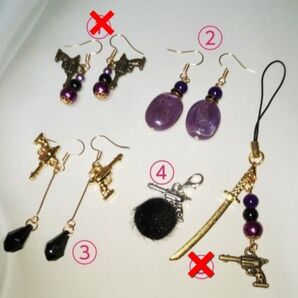 ◆ 6 ◆ 鬼滅の刃 不死川 玄弥 イメージ ピアス チャーム アクセサリー