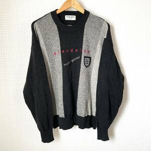 ★Munsingwear マンシングウェア★ニット セーター プルオーバー 配色 ブラック ペンギン ラム ウール 秋冬 メンズ サイズ L/YY5542