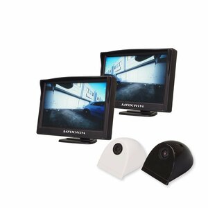 MAXWIN 電子サイドミラー 白カメラ 左右セット 5インチ LCDモニター AHDカメラ 両面テープかんたん取付 ノイズ対策済 防水 SA1-TK501-S02-W