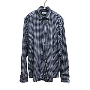 [980 jpy start ]USA old clothes long sleeve shirt Calvin Klein Calvin Klein body Fit cotton check men's S BG0047