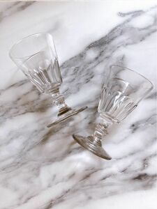 フランスアンティーク　吹きガラス製　リキュールグラス ②