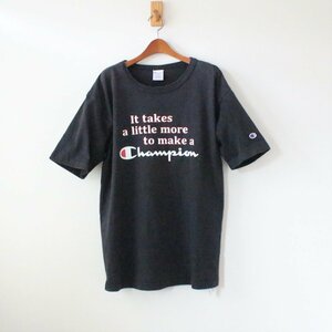 チャンピオン Tシャツ T1011 USA製 キャッチフレーズプリント 黒 L （w-9320606）