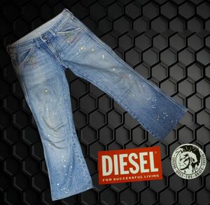 DIESEL ディーゼル　デニムパンツ　ジーンズ　イタリア製 アンクル丈ペイント　ダメージ　ウォッシュ　加工