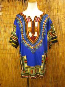 ④新品＊男女兼用＊コットン素材＊アフリカンプリント＊ダシキ＊ＤＡＳＨＩＫＩ＊ＸＬ