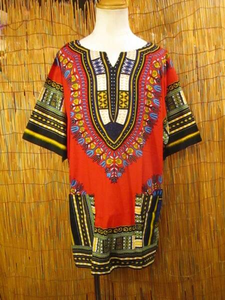 ⑤新品*男女兼用*コットン素材*アフリカンプリント*ダシキ*DASHIKI*XL