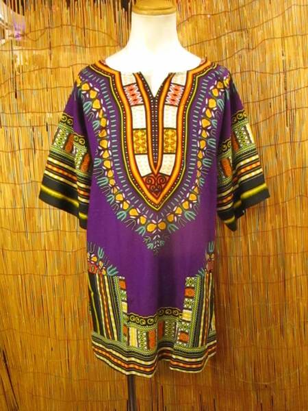 ⑧新品*男女兼用*コットン素材*アフリカンプリント*ダシキ*DASHIKI*XL