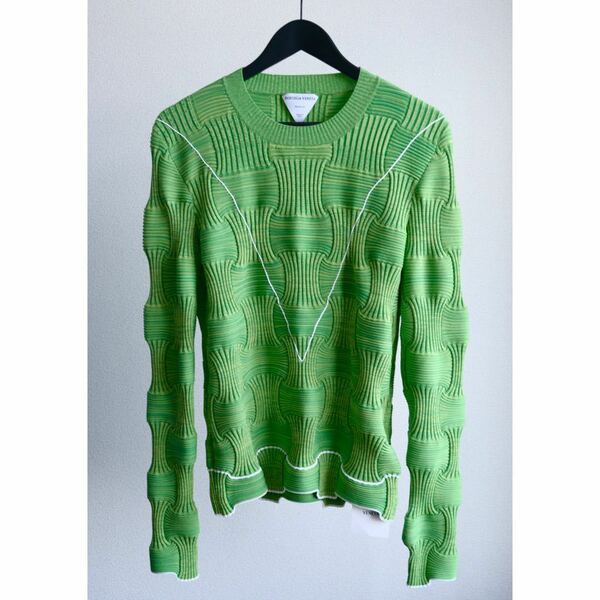 BOTTEGA VENETA SALON03 SS2022 NYLON SWEATER - MOULINE INTRECCIATO col.Mixed Green size.M