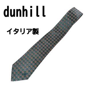 dunhill Dunhill Italy made necktie silk 100% sombreness . green 