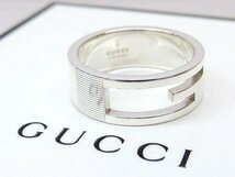 新品同様 グッチ リング シルバー925 ☆ #20 (刻印21) カットアウト Gロゴ メンズサイズ 指輪 ▼ GUCCI Gロゴ抜き 5E5F_画像1