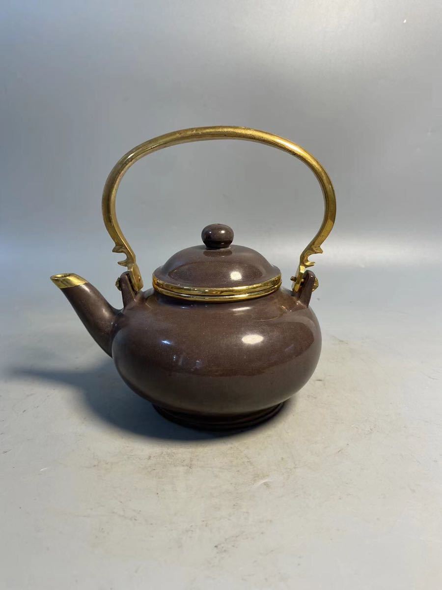 唐物古錫製急須 特大 中国古美術 無傷 茶壷 清時代 煎茶道具 高37.5cm