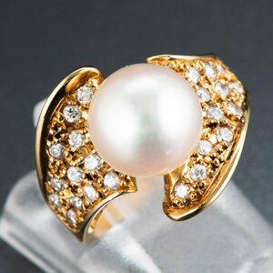  south . pearl x diamond yellow gold ring P: 9.3mm D: 0.40ct K18YG