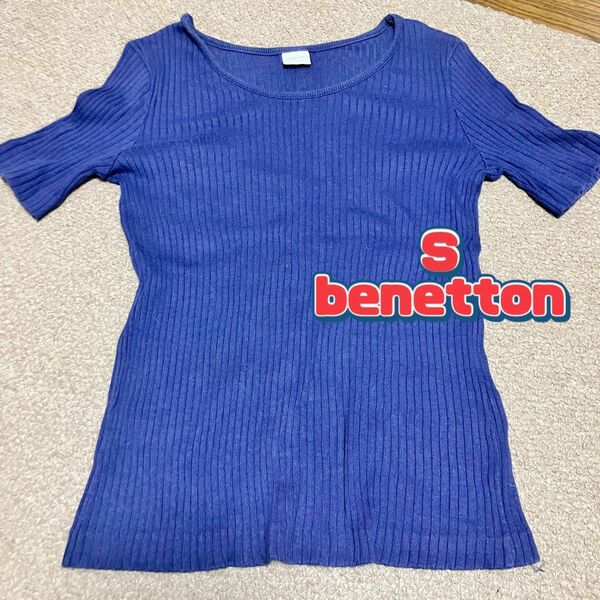 半袖Tシャツ 半袖 トップス　ベネトン　benetton ネイビー　S M