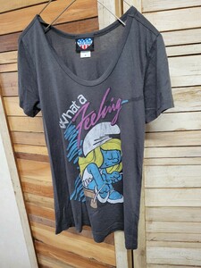 JUNK FOOD　ジャンクフード　SMURFETTE スマーフェット Tシャツ ヴィンテージ古着風 レディース size S 半袖 スマーフ