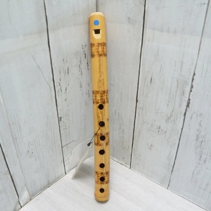 ＠モロッコ楽器⑯ フルート竹笛 リコーダー形 １本 海外伝統楽器 縦笛 コレクション 竹工芸品