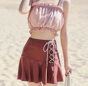 [ Itioshi carefuly selected commodity ] lady's swimsuit One-piece flair skirt short pants a17