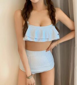 [ Itioshi carefuly selected commodity ] lady's swimsuit separate flair bikini stripe pattern d33