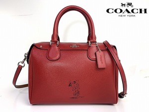  beautiful goods * free shipping limitated model Coach COACH × Snoopy leather be net sa che ru2WAY Boston bag shoulder bag 
