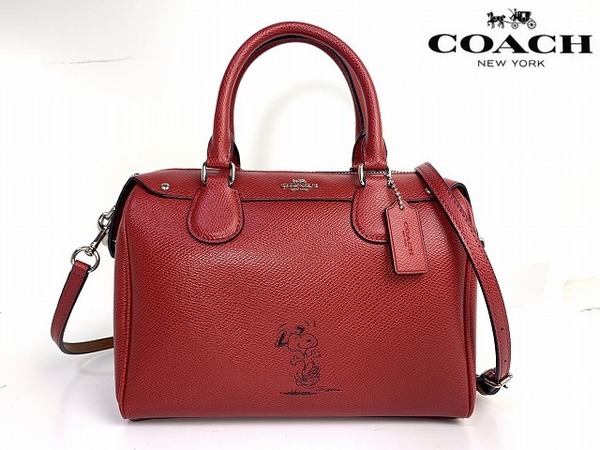 美品★送料無料 限定モデル コーチ COACH × スヌーピー レザー ベネット サッチェル 2WAY ボストンバッグ ショルダーバッグ