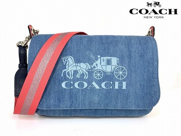 良品★送料無料★ コーチ COACH デニム ホースアンドキャリッジ ショルダーバッグ メッセンジャーバッグ