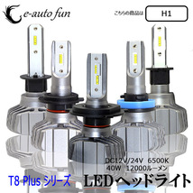 LEDヘッドライト H1 DC12V/24V 12000ルーメン 6500K ホワイト 新車検対応 2本セット 1年保証_画像1