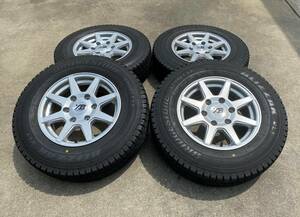 【美品！ 200系ハイエース用！ 阿部商会 CROSS EIGHT アルミ ホイール&スタッドレス BLIZZAK VL1 195/80R15 4本 15×6J +33 6穴 PCD139.7】