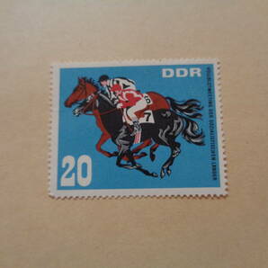 ドイツ民主共和国DDR切手 1967年  Thoroughbred Horse Meeting, Berlin 競馬  20の画像1