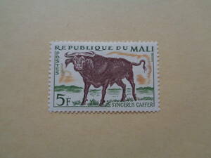 マリ切手　1965年　哺乳類シリーズ　 African Buffalo (Syncerus caffer)　アフリカ水牛　　5F